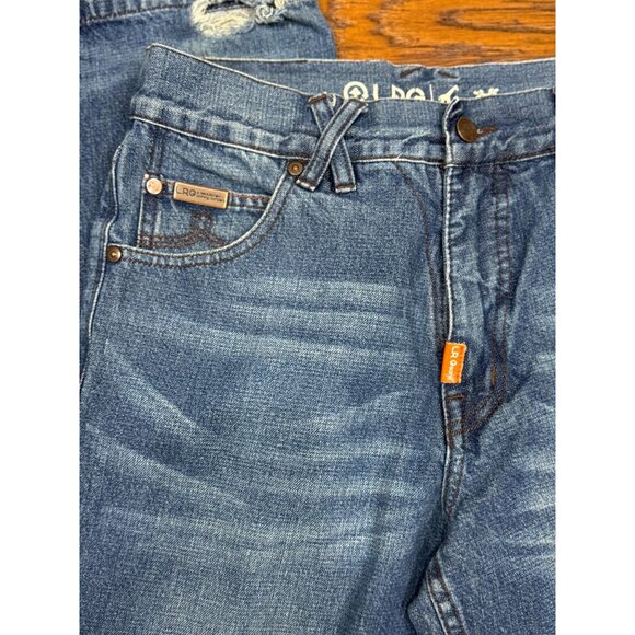 LRG Mens Blue Jeans Size 30x30 Distressed Denim Relaxed Fit Embroidered Pocket - Picture 6 of 9